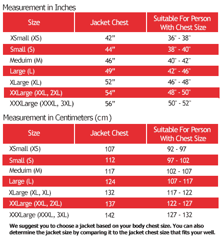 Blue Size Chart