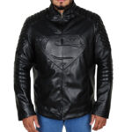 Black Superman Man of Steel Leather Jacket