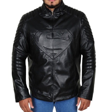 Black Superman Man of Steel Leather Jacket