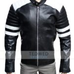 Brad Pitt Fight Club Motorcycle Leather Jacket Black and White