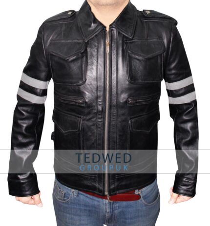 Black Leather Leon Kennedy Jacket