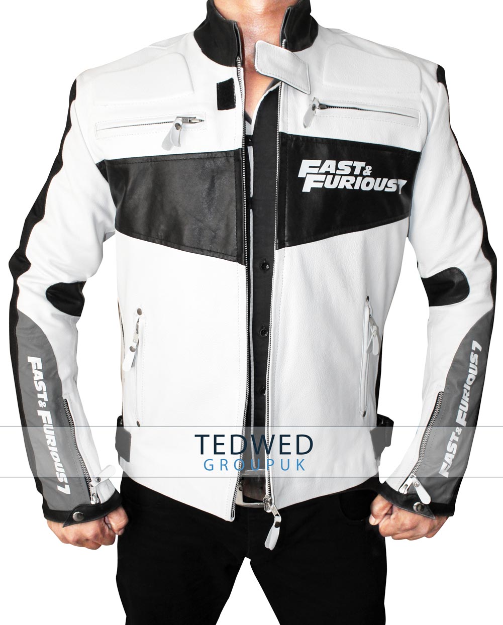 Fast And Furious 7 Premiere_Vin_Diesel Black and White Jacket