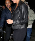 Chrissy Teigen leather tedwed Jacket