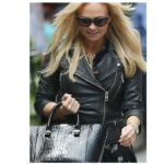 Emma Bunton black biker Leather jacket