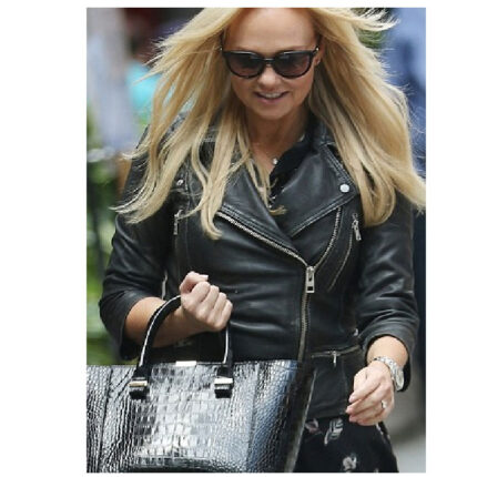 Emma Bunton black biker Leather jacket