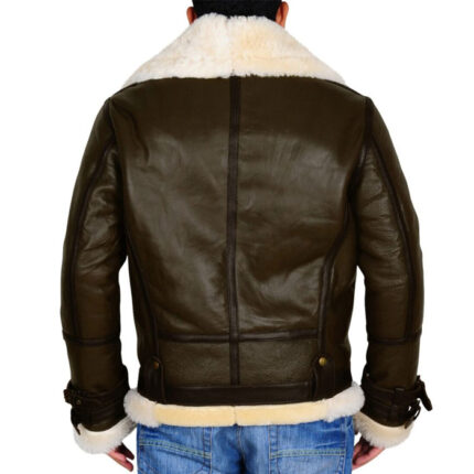B3 Army Green Shearling Leather Jacket