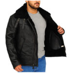 B3 Bomber Black Shearling Leather Jacket