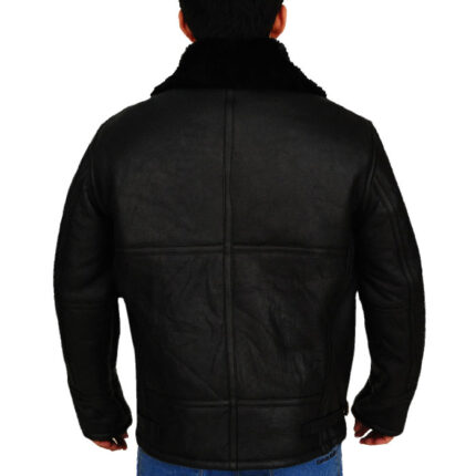 B3 Bomber Sheepskin Black Shearling Leather Jacket