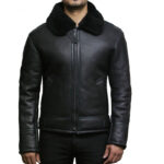 B3 WW2 Aviator Flying Black Sheepskin Shearling Jacket