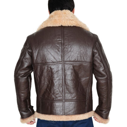 Brown Shearling Bomber Leather Jacket