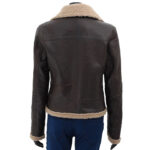 Dark Brown Shearling Leather Bomber Jacket