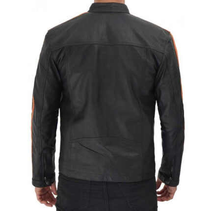 Harland Stripe Cafe Racer Leather Jacket