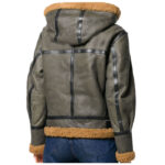 Khaki Green Shearling Aviator Coat