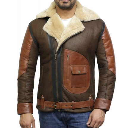 Men B3 Bomber Aviator Shearling Bomber Sheepskin Jacket