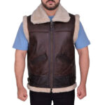 Men Sheepskin Brown Vest