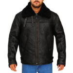 Mens B3 Bomber Sheepskin Black Shearling Leather Jacket
