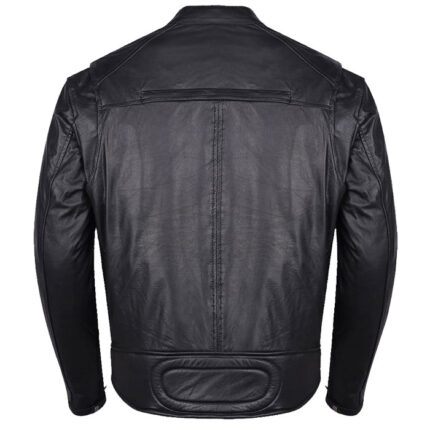 Mens Biker Scooter Black Leather Jacket