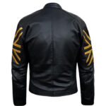 Mens Black & Gold UK Flag Leather Jacket