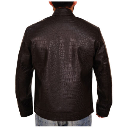 Mens Crocodile Brown Leather Jacket