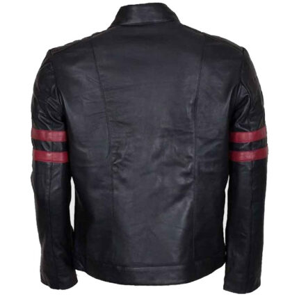 Mens Red Stirpe Mayhem Retro Black Leather Jacket