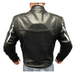 Mens Redline White Striped Goat Skin Leather Motorcycle Jacket