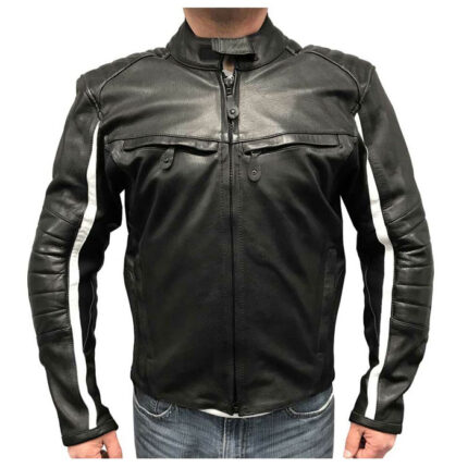 Redline White Striped Goat Skin Leather Jacket