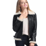 Black Shearling Leather Jacket - Image 3