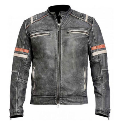 Vintage Cafe Racer Leather Jacket