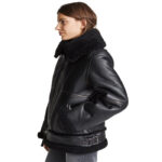 Women B3 Bomber Black Shearling Jacket