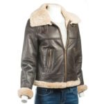 Women B3 Bomber Brown Shearling Sheepskin Jacket