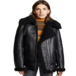 Women Black B3 Bomber Shearling Jacket