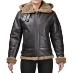 Womens Air force B3 Shearling Sheepskin Aviator Flying Jacket
