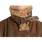 Womens Real Shearling Sheepskin Leather Flying Bomber Aviator Jacket