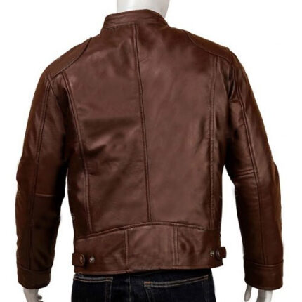 Brown Retro Cafe Racer Leather Jacket