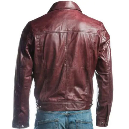 Burgundy Trucker Leather Jacket