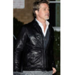 Brad Pitt Film Wolves Black Leather Jacket