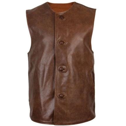 Vintage British WW1 2 Repro Jerkin UK Army Reenactor Leather Coat