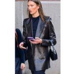 Black Women's Leather Blazer Jacket