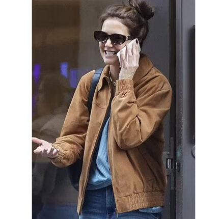 Katie Holmes Brown Suede Jacket
