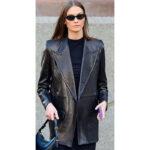 Women's Black Leather Blazer Jacket