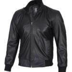 Men's Black Real Cowhide Leather Bomber Jacket