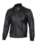 Men's Black Real Cowhide Leather Bomber Jacket