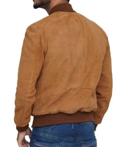 Men's Brown Suede Bomber Leather Jacket