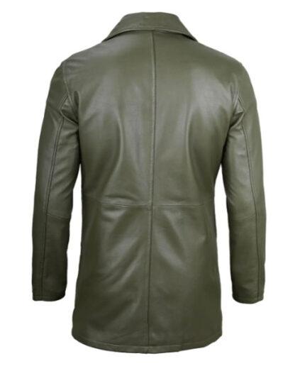 Men's Leather Military Green Coat