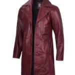Men's Maroon Real Leather Car Coat