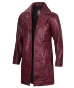 Men's Maroon Real Leather Car Coat