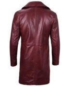Men's Real Leather Maroon Four Button Coat
