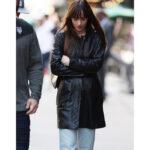 Dakota Johnson Black Leather Coat