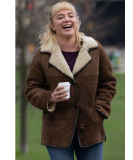 Florence Pugh We Live in Time Women's Shearling Leather Jacket